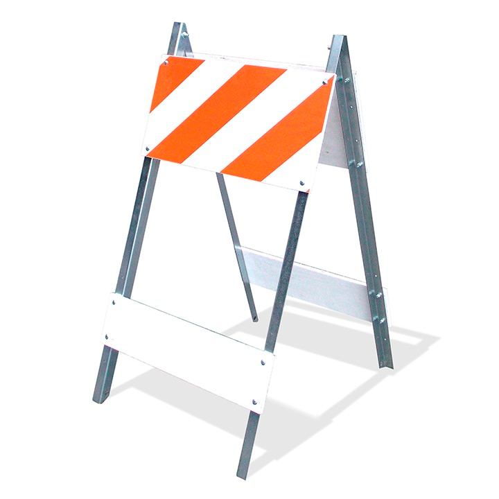 Barricade, Type 1, EG, 12/6 x 24, Wood, 14 Gauge, Galvanized Legs