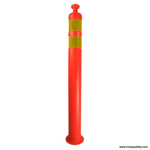 orange knob top delineator with yellow reflective bands