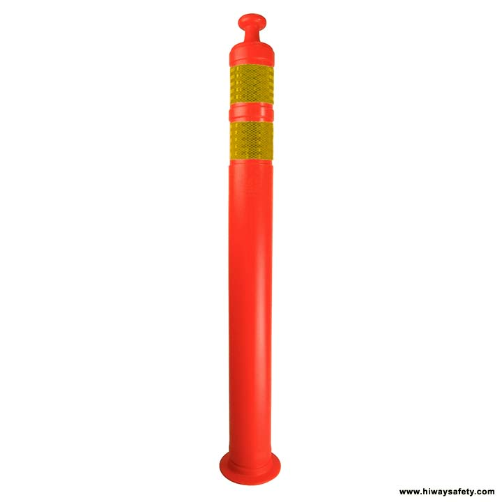 orange knob top delineator with yellow reflective bands