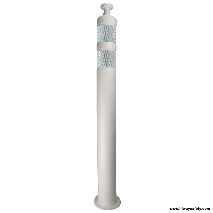 White knob top delineator with reflective sheeting