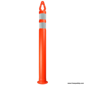 Orange diamond top delineator with reflective bands