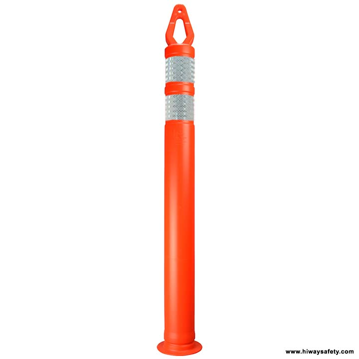 Orange diamond top delineator with reflective bands