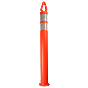 Orange diamond top delineator with reflective bands