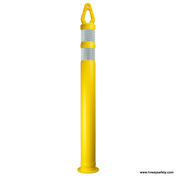 Yellow diamond top delineator with reflective bands