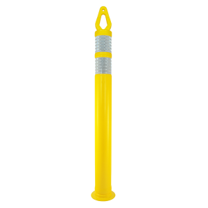 Yellow diamond top delineator with reflective bands