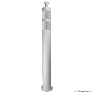 White knob top delineator tube with reflective bands