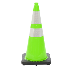 Lime traffic cone with reflective collars