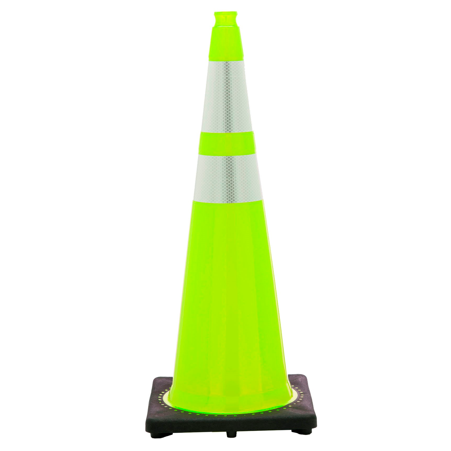 Lime Traffic cone with reflective collars