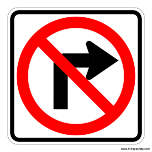 R3-1 Right Hand Turn Prohibition Sign