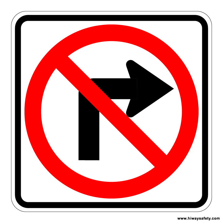 R3-1 Right Hand Turn Prohibition Sign