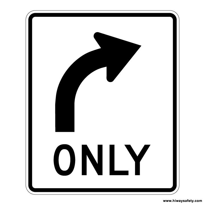 R3-5R Mandatory Movement Sign Right Turn Only Sign