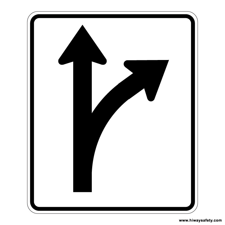 R3-6R Straight or Right Turn Sign
