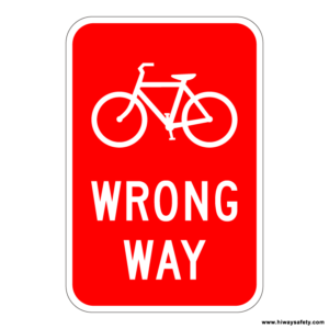 R5-1b Bike WRONG WAY Sign