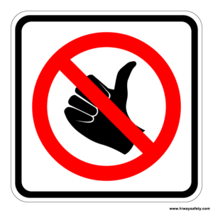 R9-4a Hitchhiking Prohibited Symbol Sign