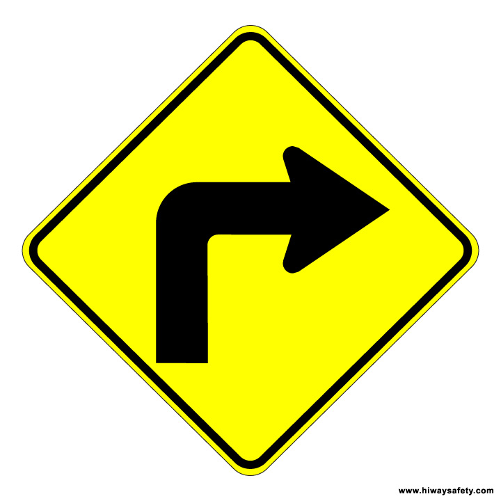 W1-1R Turn Sign