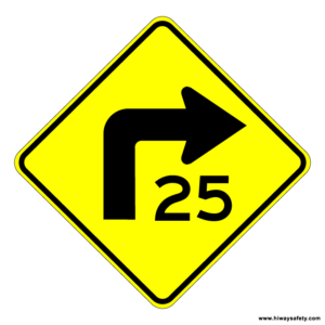 W1-1aR Curve Sign
