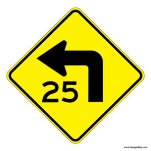 W1-1aL Turn Sign
