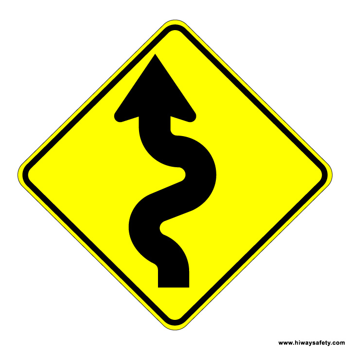W1-5L Winding Road Sign