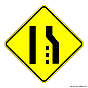 W4-2R Lane Ends Sign