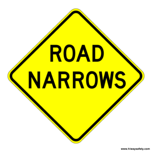 W5-1 ROAD NARROWS Sign