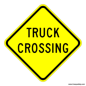 W8-6 TRUCK CROSSING SIGN