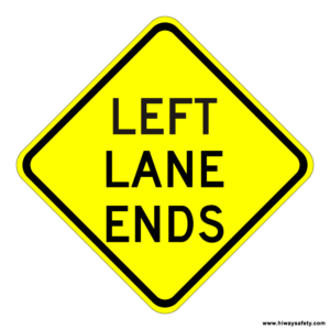 W9-1L LEFT LANE ENDS Sign