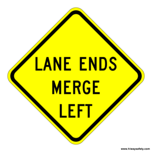 W9-2L LANE ENDS MERGE LEFT Sign
