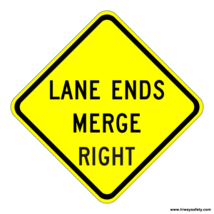 W9-2R LANE ENDS MERGE RIGHT Sign