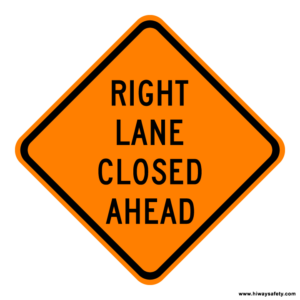 W9-3R RIGHT LANE CLOSED AHEAD Sign
