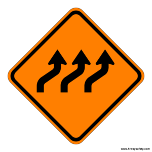 W1-4cR Three Lane Reverse Curve Sign